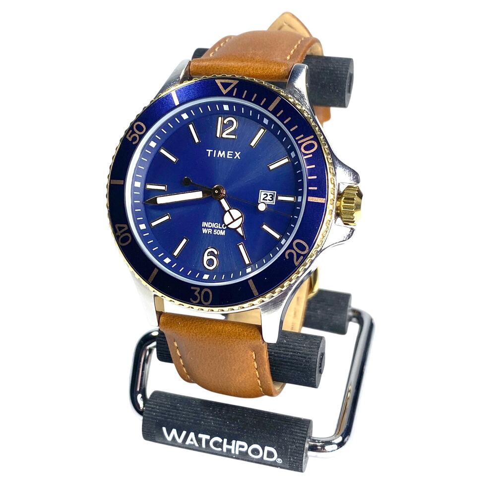 Timex Harborside Model TW2R64500 Diver Style Watch 42mm Indiglo Two Tone Casual
